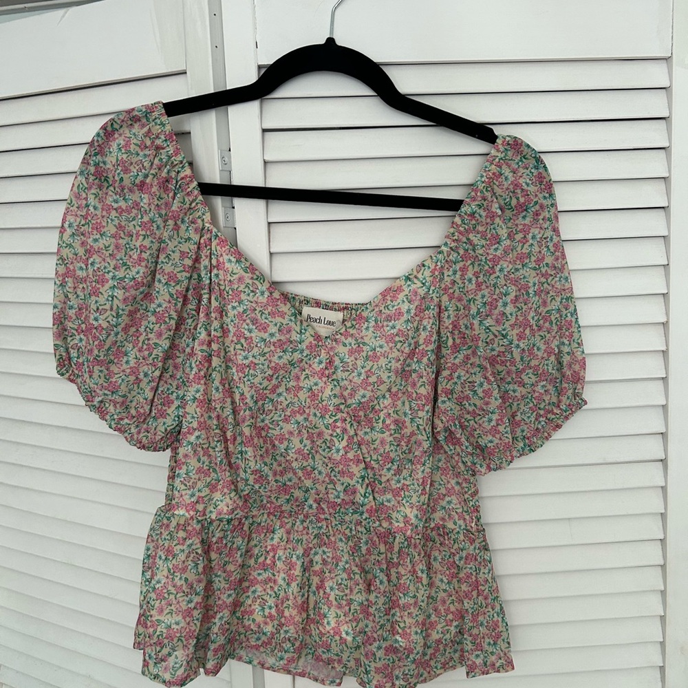 Peach Love California Pink Floral Blouse